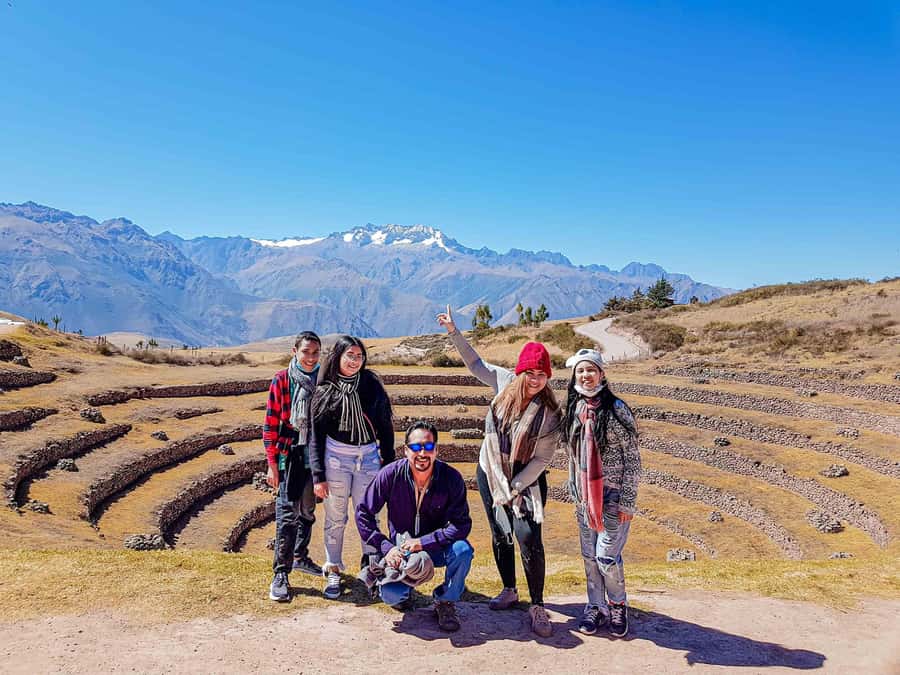 From Cusco: Chinchero Weavers, Moray, Maras Salt Mines Tour - Moray: Inka terraces in a natural bowl