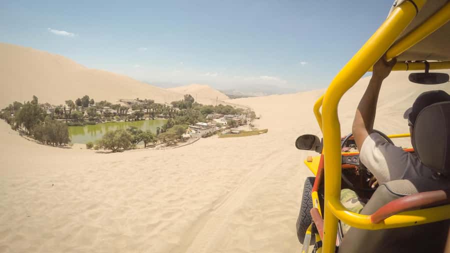 From Lima: Ballestas Islands, Huacachina and Wine Route Trip - Huacachina Oasis and the rush across the dunes