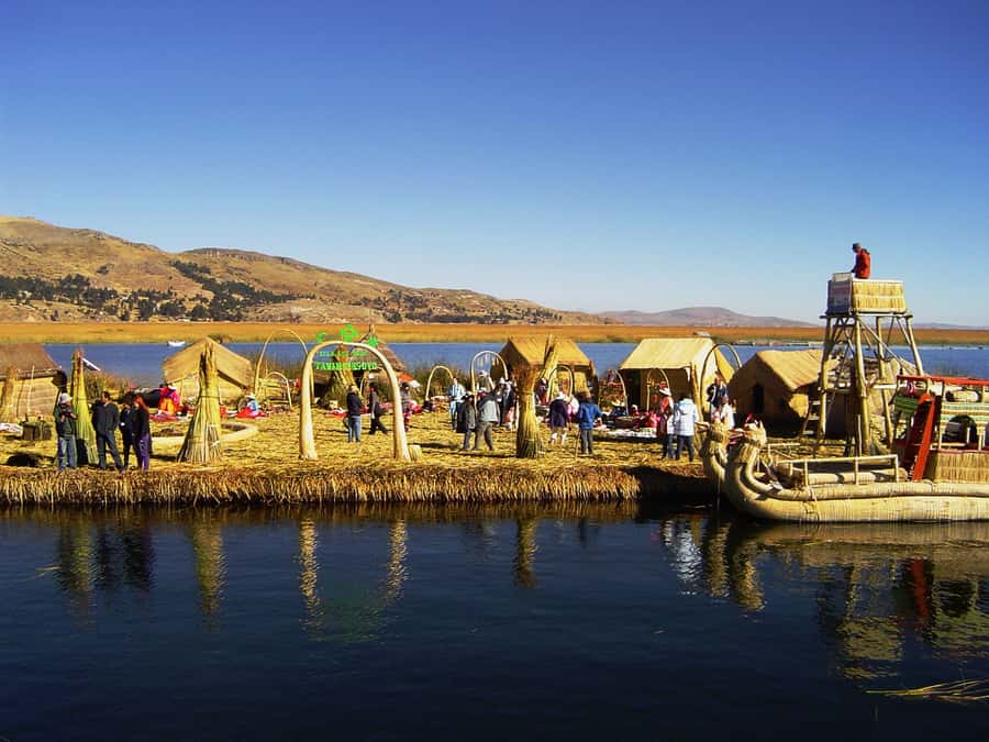 From Puno: Floating Islands of the Uros Half-Day Tour - Walking on an island made from reeds