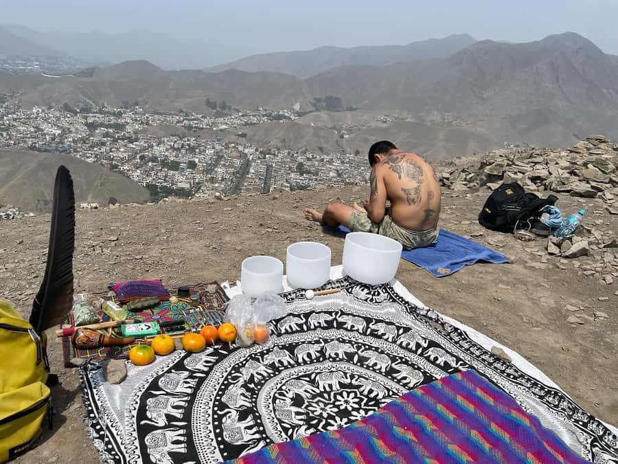 Lima: Spiritual Healing with Xanga - The Smokeable Ayahuasca - The uphill walk and the mountaintop setting
