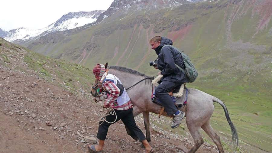 Rainbow mountain horseback riding tour + Buffet Lunch - Meeting the community horses at the trailhead